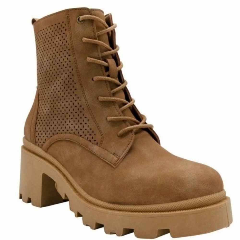 Sugar Combat Boots, Chunky Heel, Faux Suede 7 NEW!